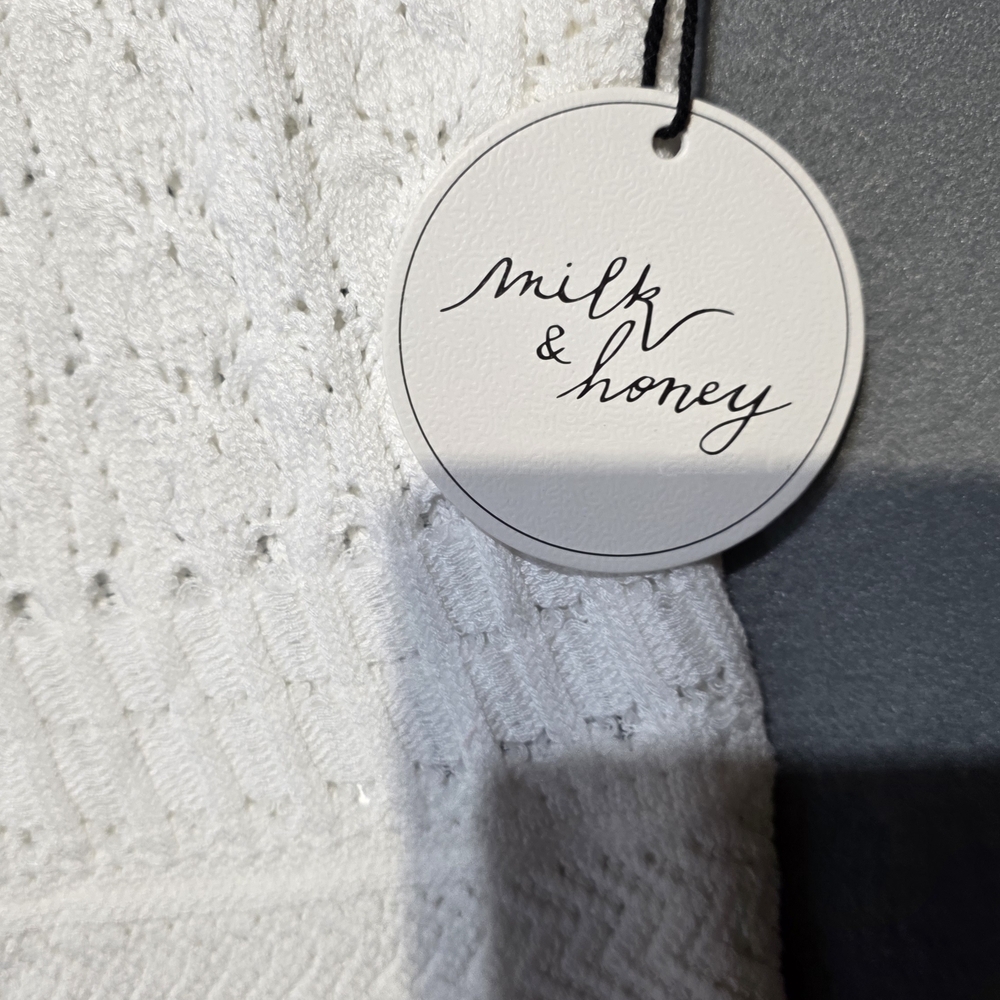 NWT Milk & Honey Crotchet Cable Elegant Cream Women's Cardigan Size Large 21 - Picture 4 of 5